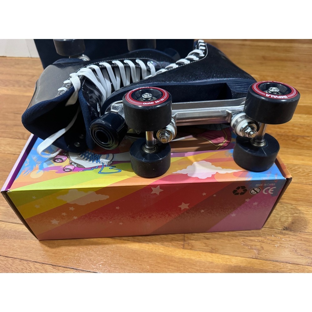 NWT Impala Quad Roller Skates Midnight Blue Glitter Vegan Womens Size 7 Skates - Picture 3 of 7
